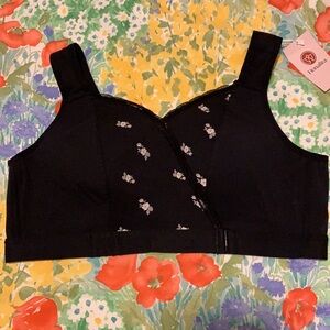 NWT FionaBra Black/Pink Floral 2XL
